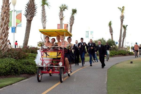 Bride making her way to the reception