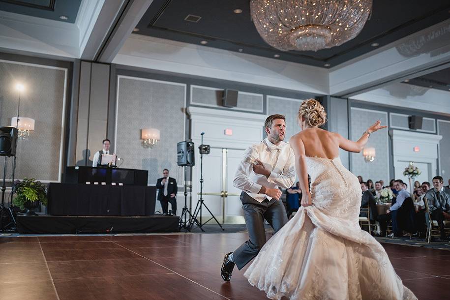 The Bride & Groom did a mash up first dance. So it started slow and soft and broke into several minutes of 90's hip hop. It was fun and they had it down.