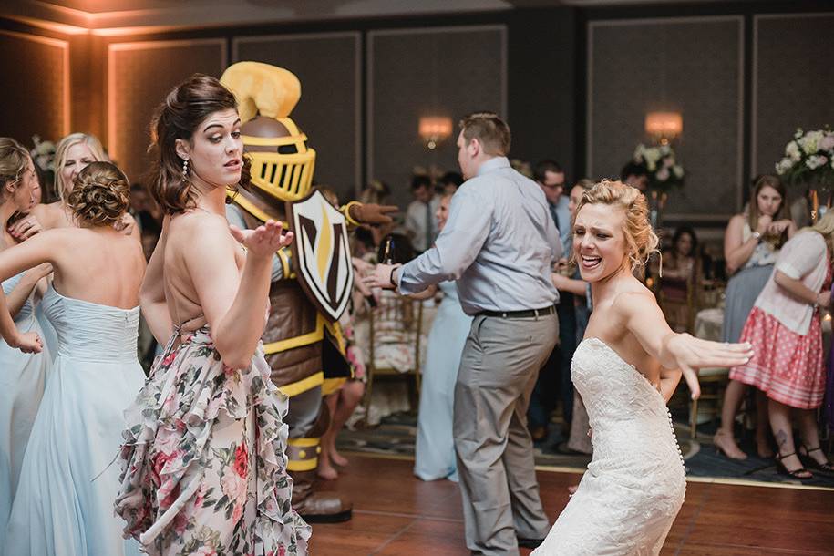 The Wedding at the Dearborn Inn had the ValParaiso Crusader Mascot make an appearance. The DJ... (me) being a U of M Dearborn Grad tried to convince him to leave. He wouldn't take my $50... (kidding I'd never bribe a mascot).