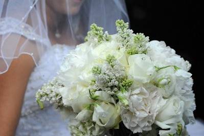 Bride holding wedding bouquet