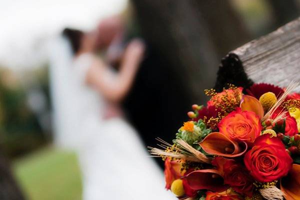 Bride and Groom Kiss