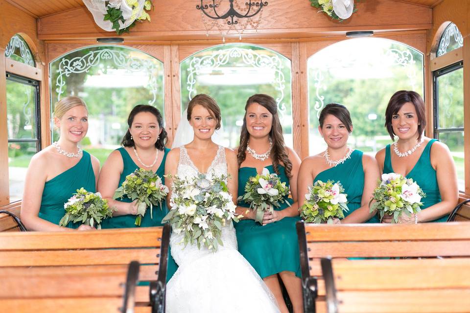 Bride and bridesmaids