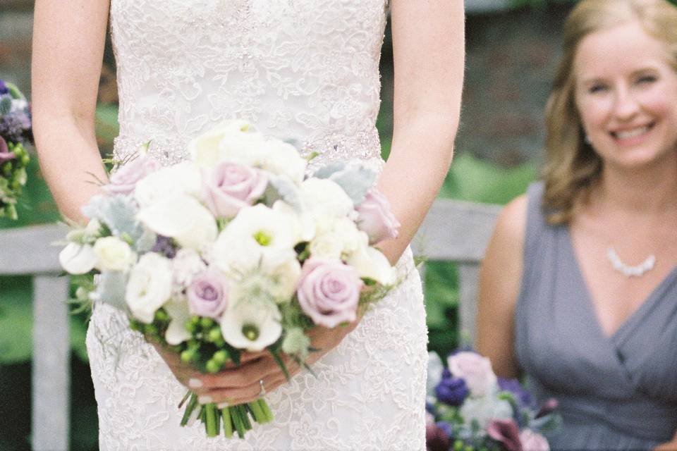 The bride holding her bouquet