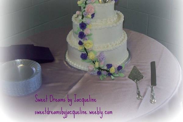 Wedding Cake with Handmade Gumpaste Flowers