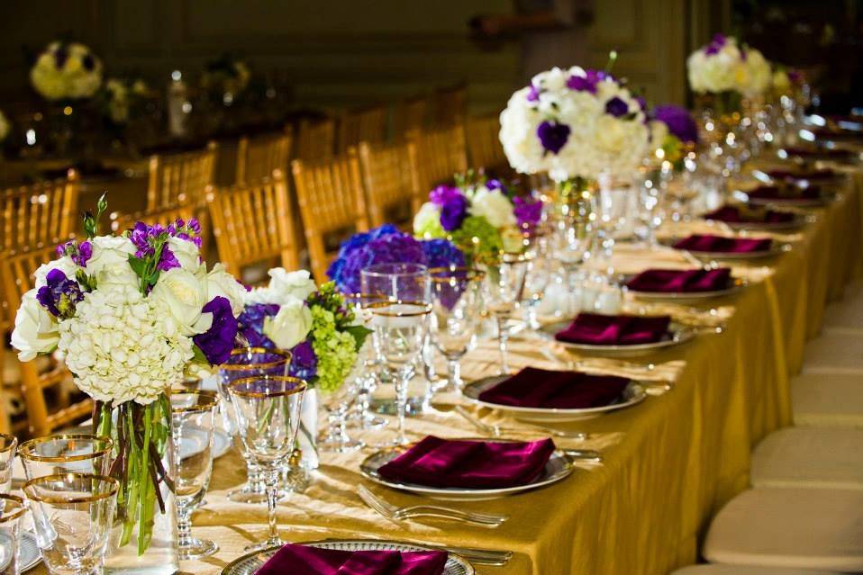 Table setup with floral centerpiece