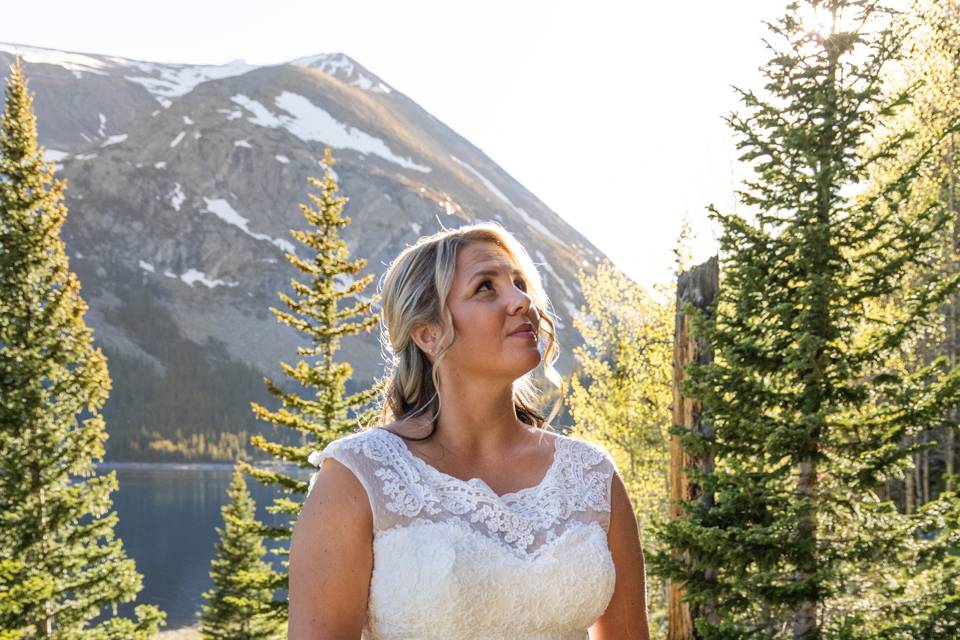 Bride and mountains