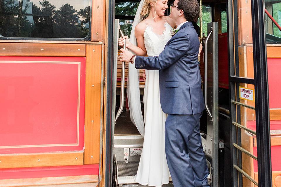 Any Reason To Plan LLC Wedding Planning / Trolley: Rare Transportation / Credit: Erin Lindsey Photography