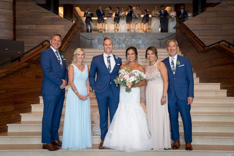 The bride and grooms family