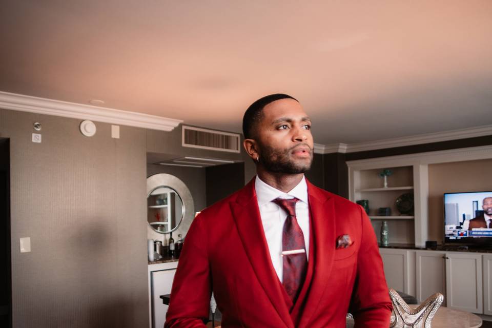 Groom Getting Ready