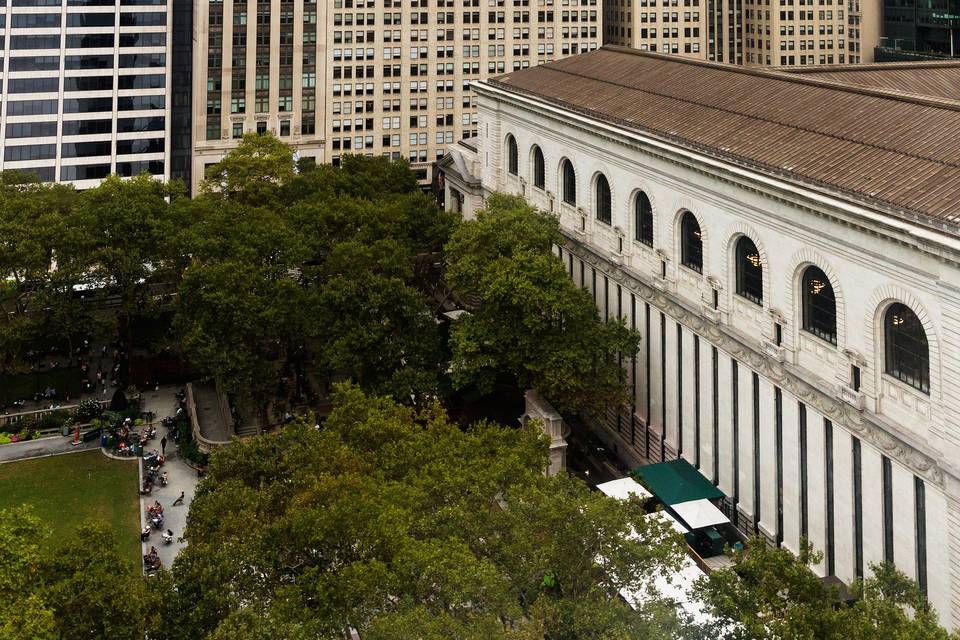 View from the bryant park hotel overlooking bryant park and bryant park grill