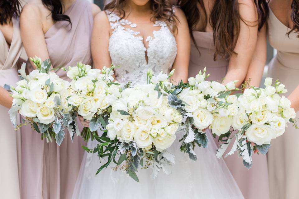 Bride and her bridesmaids