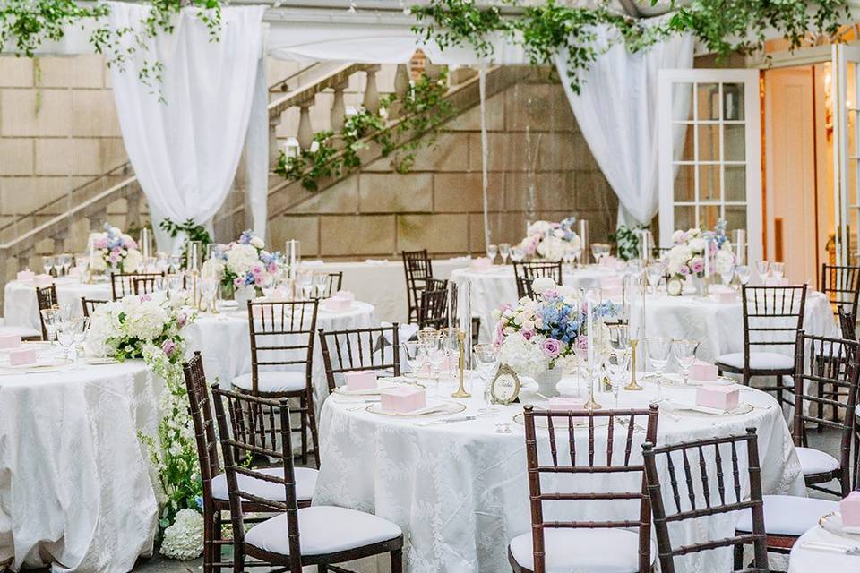 Hanging greenery and flowers