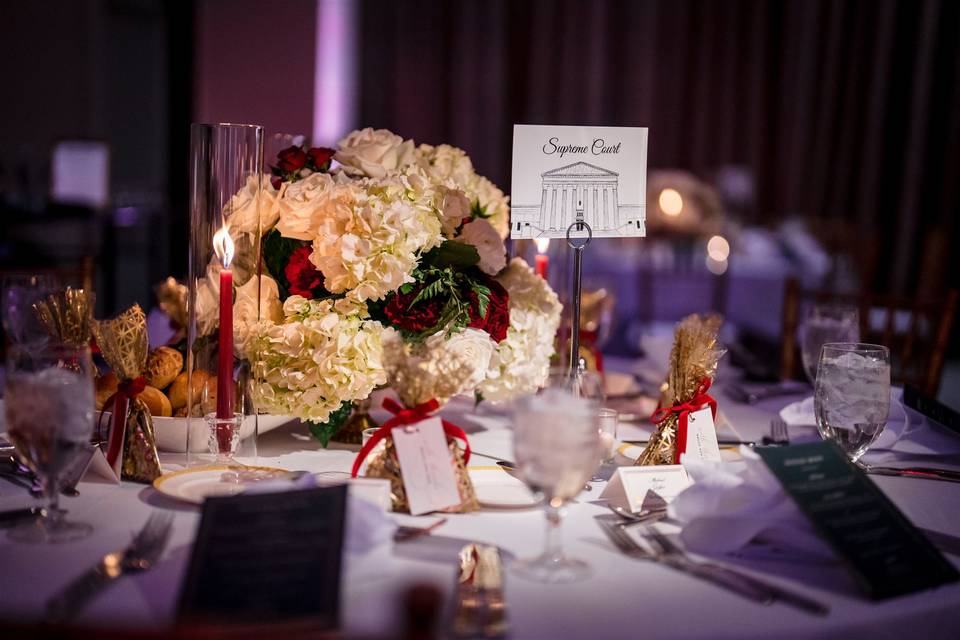 Table centerpiece with candles