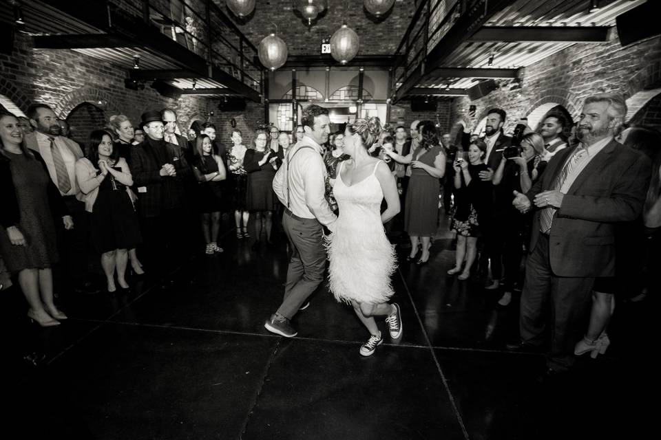 Newlyweds dancing