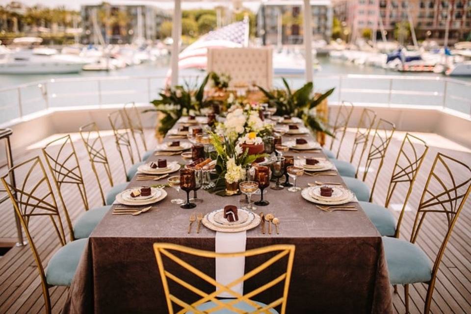 Ninja Designed dinner party on a Yacht.