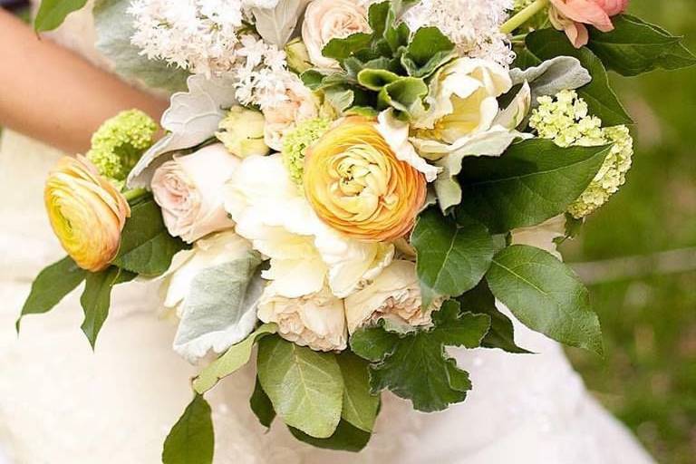 The bride holding her bouquet