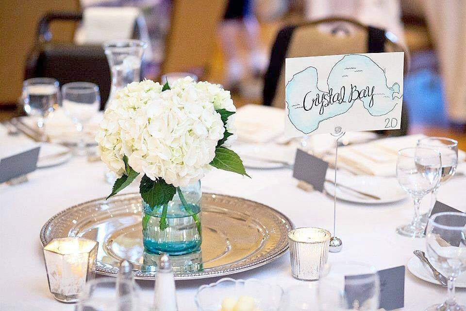 Table setup with centerpiece