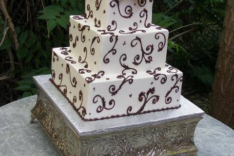 Square Chocolate Drama Wedding cake