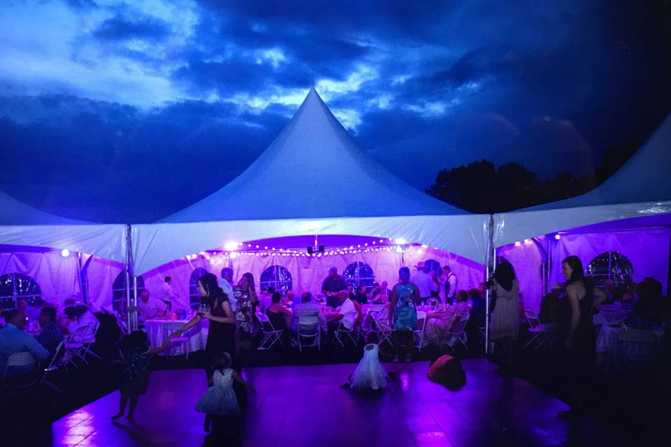 Reception tent lighting