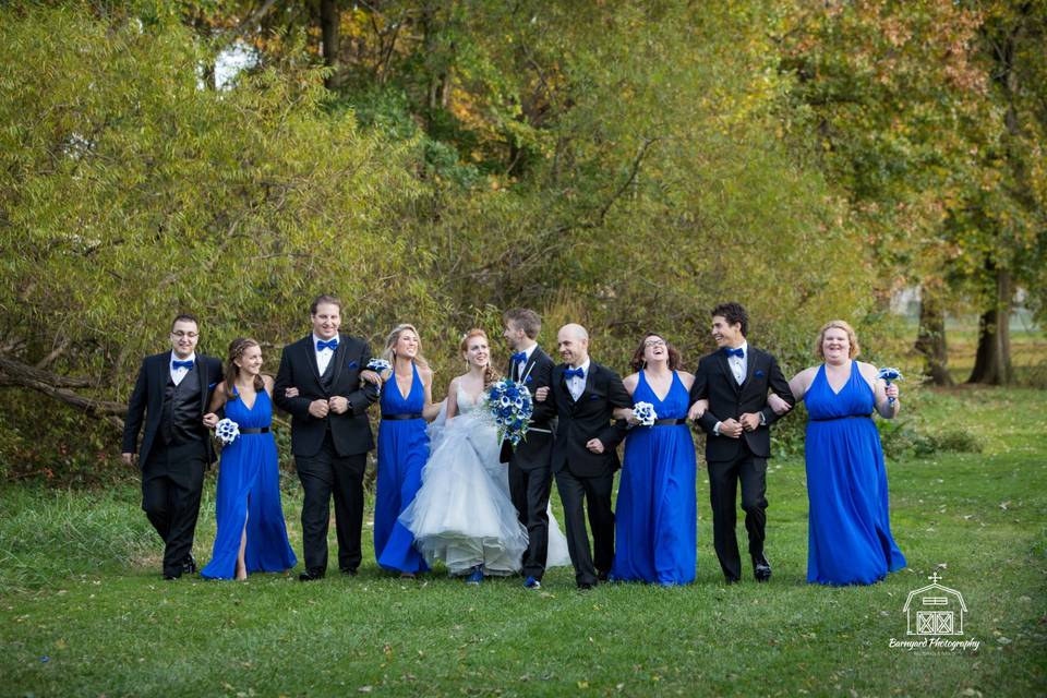 Bridal party on the grounds