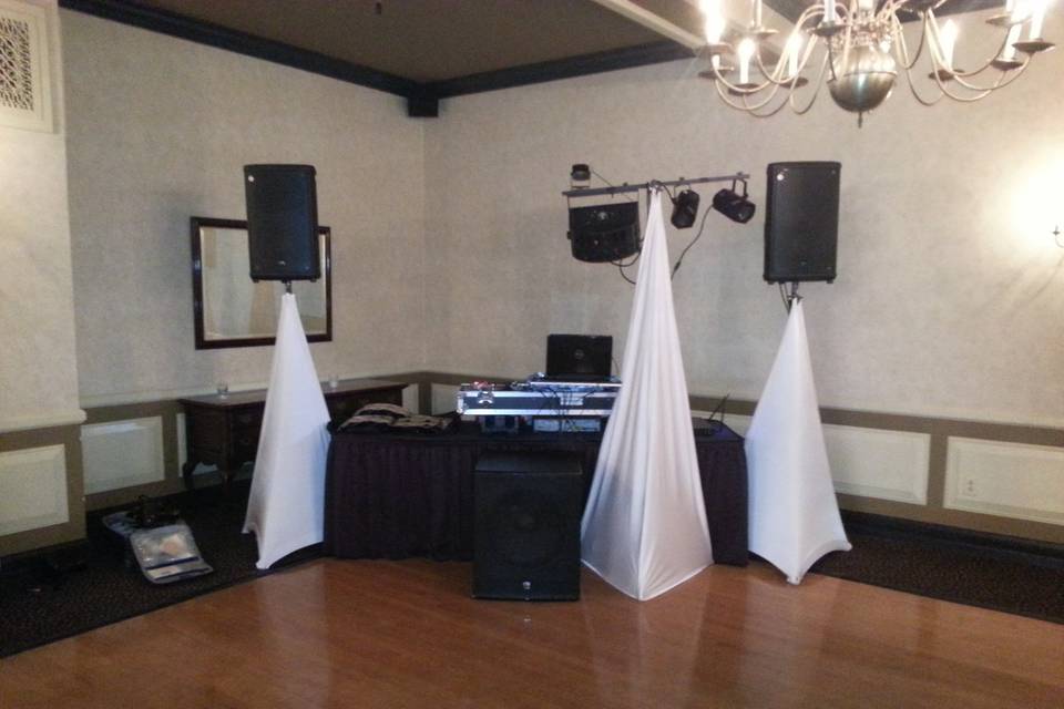 DJ booth and sound system