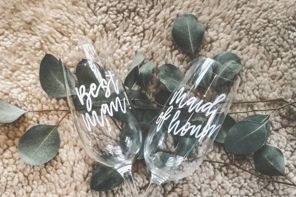 Personalized champagne glasses