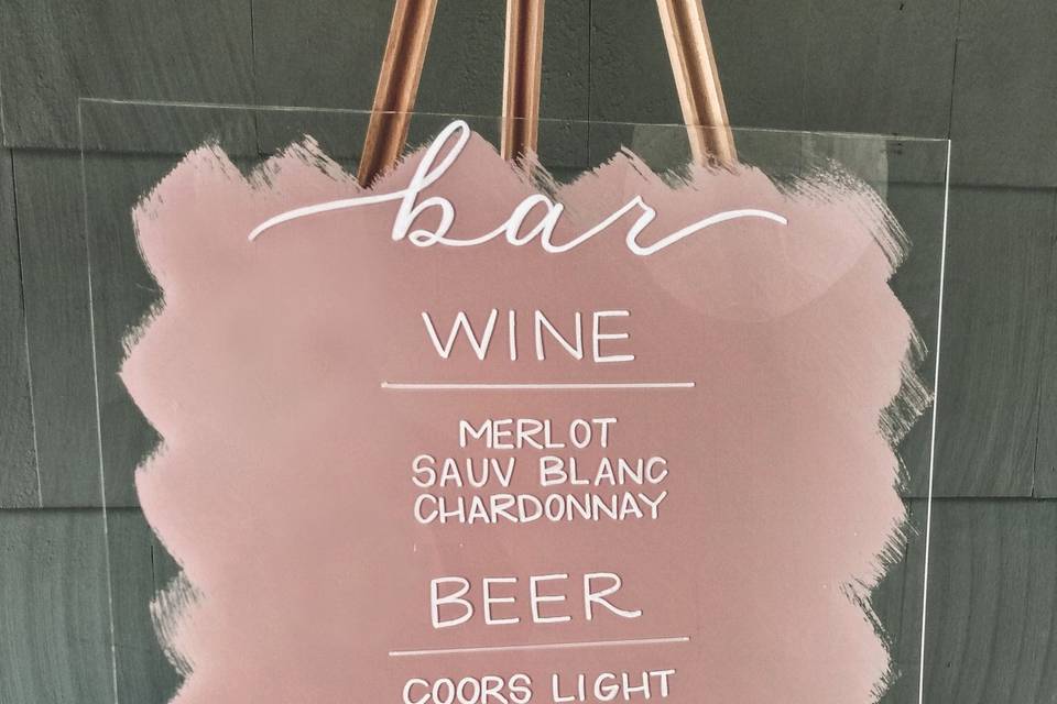 Acrylic bar menu