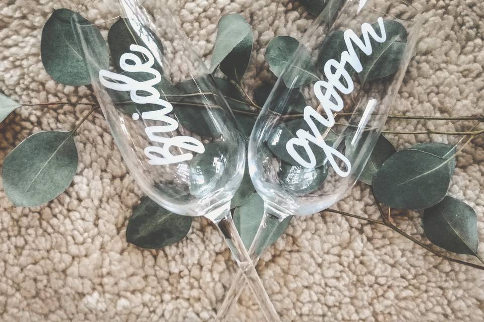 Personalized champagne glasses