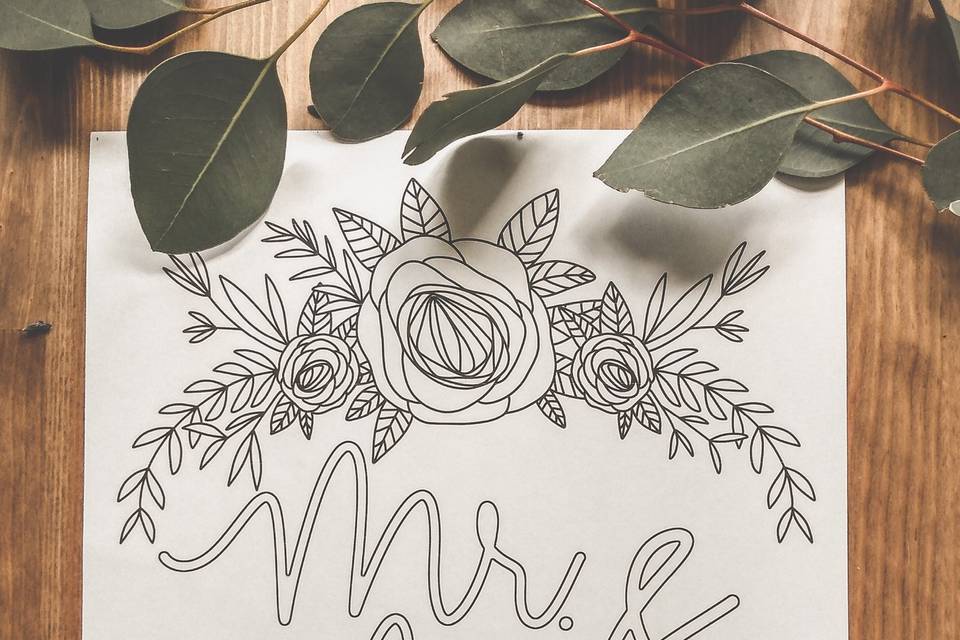 Mr and Mrs coloring page