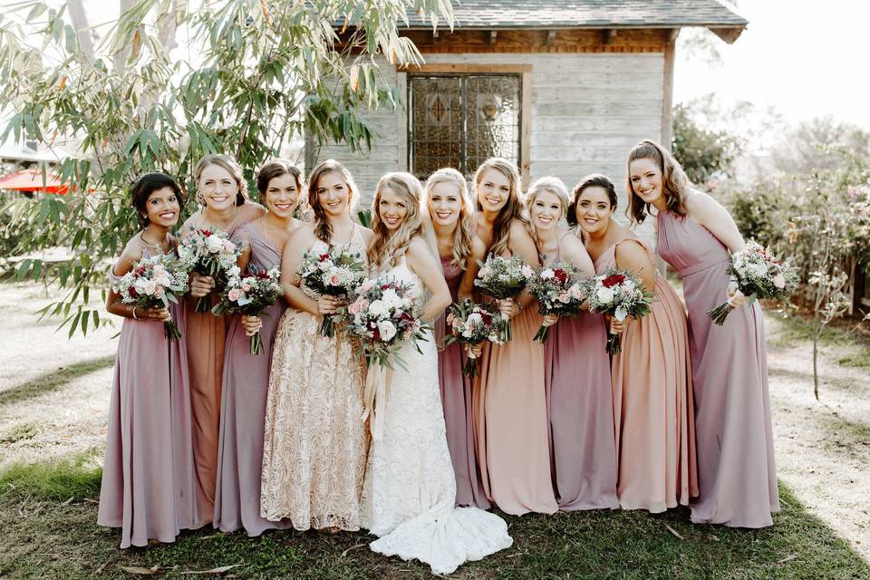 The bride with her bridesmaids