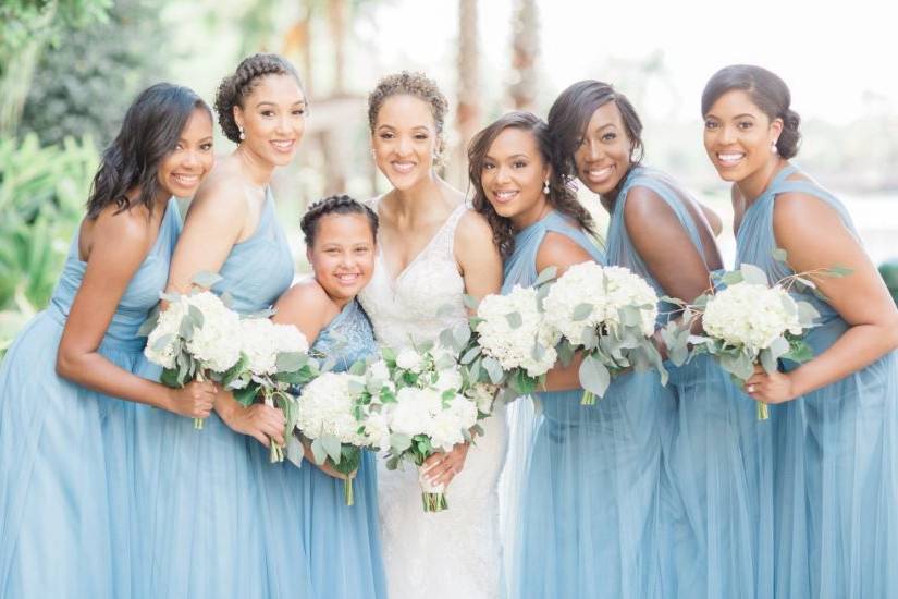 The bride with her bridesmaids