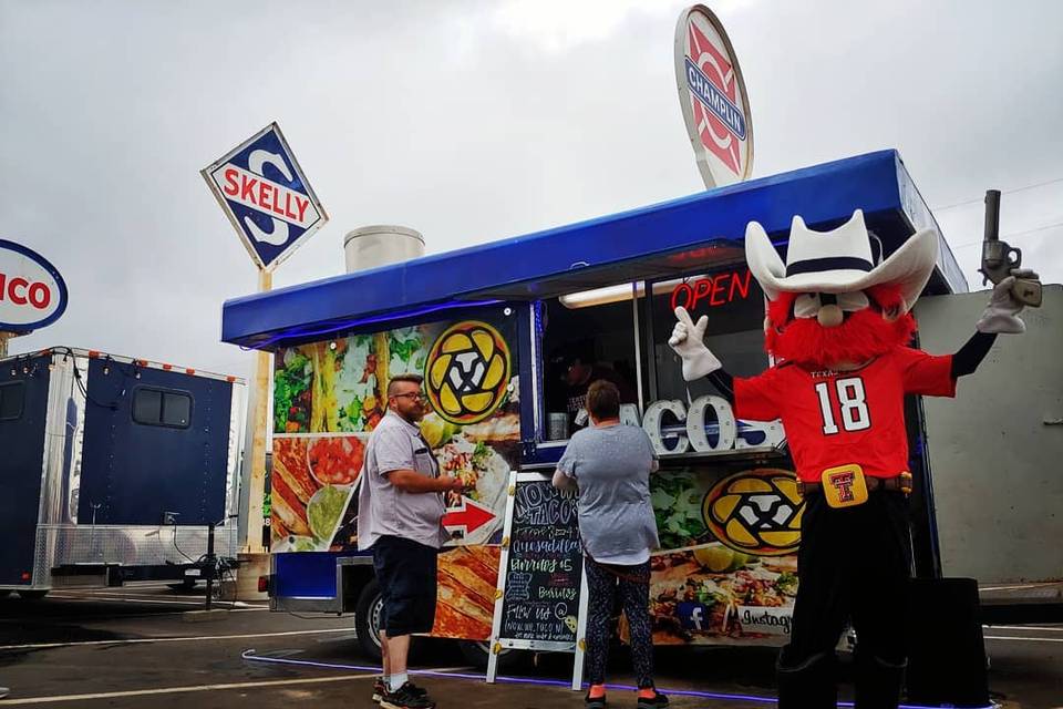 Taco truck and mascot