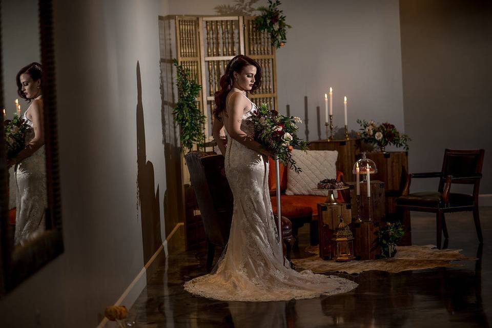 The bride holding her bouquet