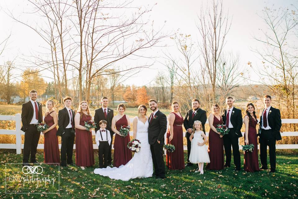 Large Fall Wedding Party