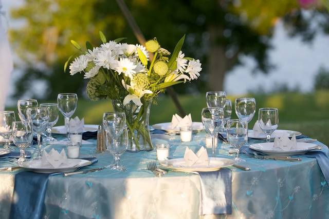 Table setup with centerpiece