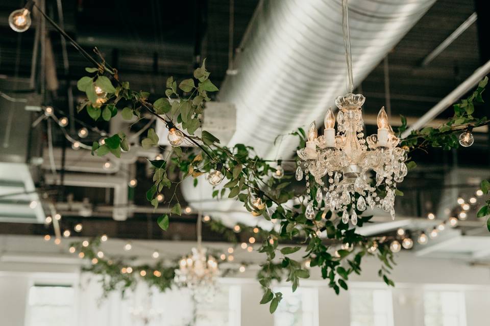 Florals and chandeliers