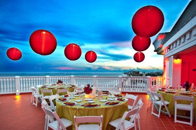 Table set up with centerpiece