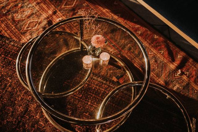 Vintage brass table with candl