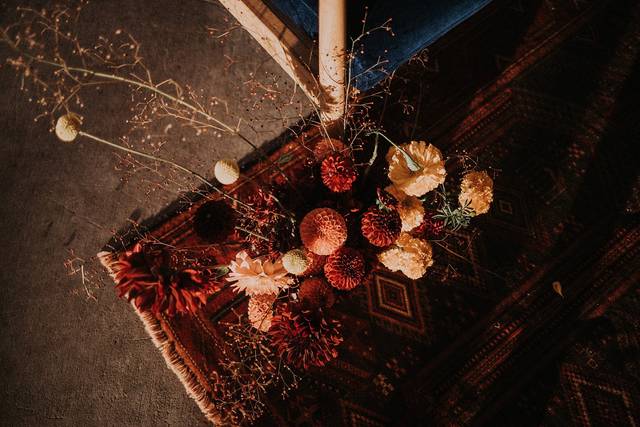 Vintage rug with flowers