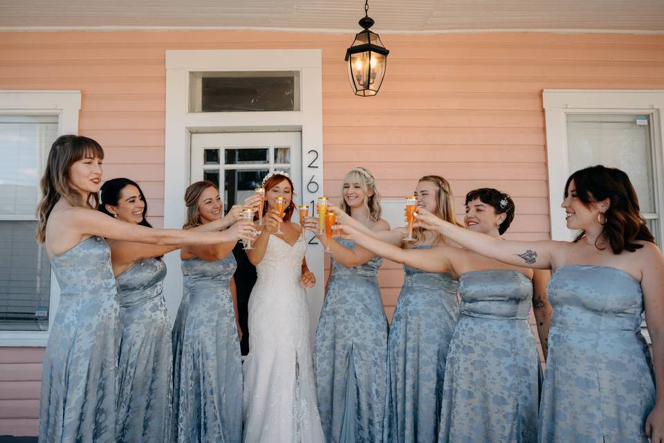 Bride + bridesmaids