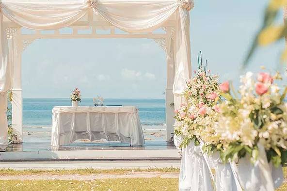 Beachfront wedding setup