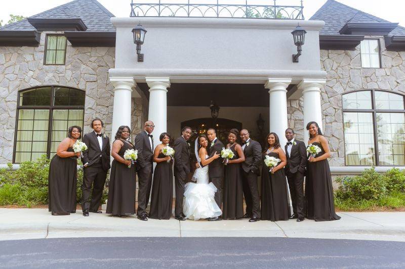 With her bridesmaids