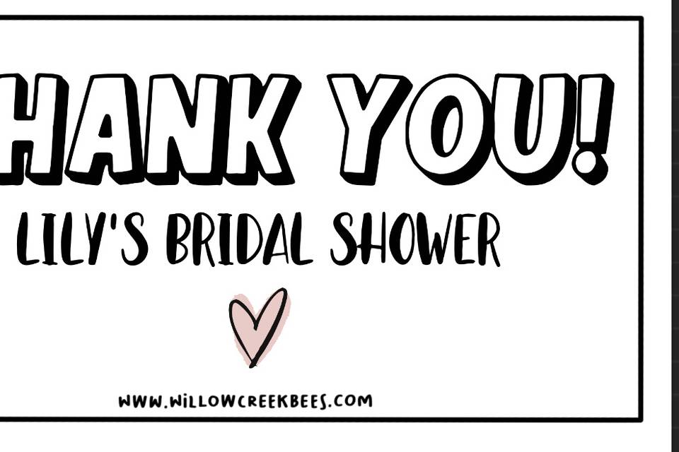 Wedding shower thank you card