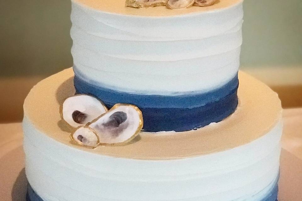 Sea themed cake with blue details