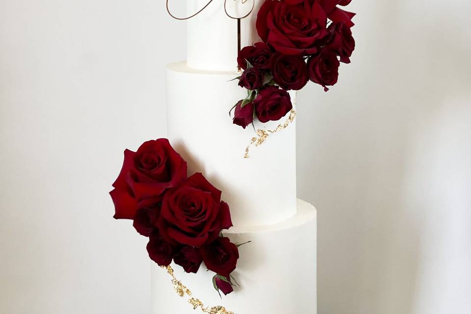WEDDING CAKE SUGAR FLOWER ROSES SPRAYS X TWO IN DARK RED In MORE COLOURS Da 