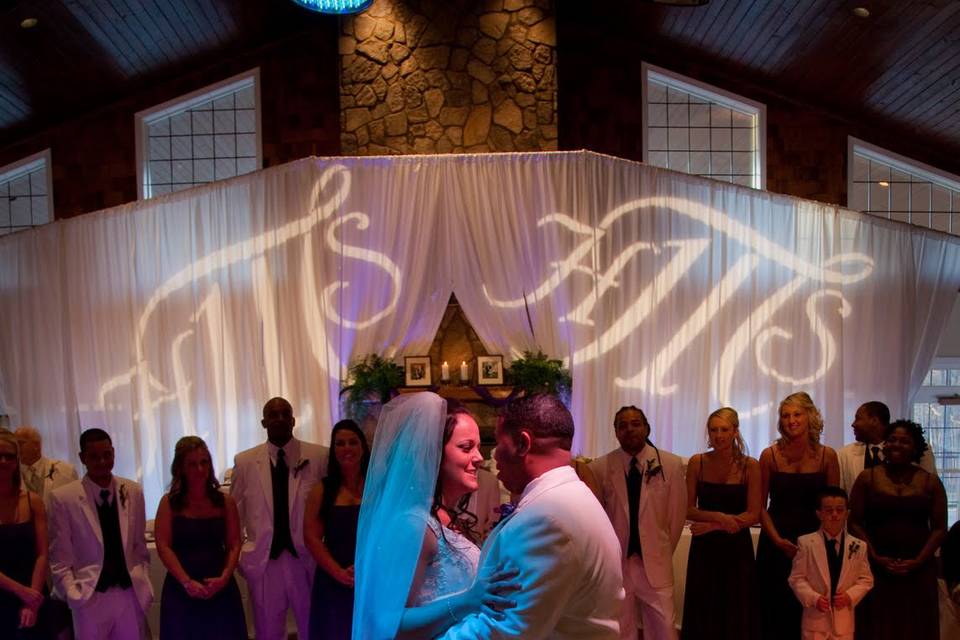 The bride and groom on the dance floor