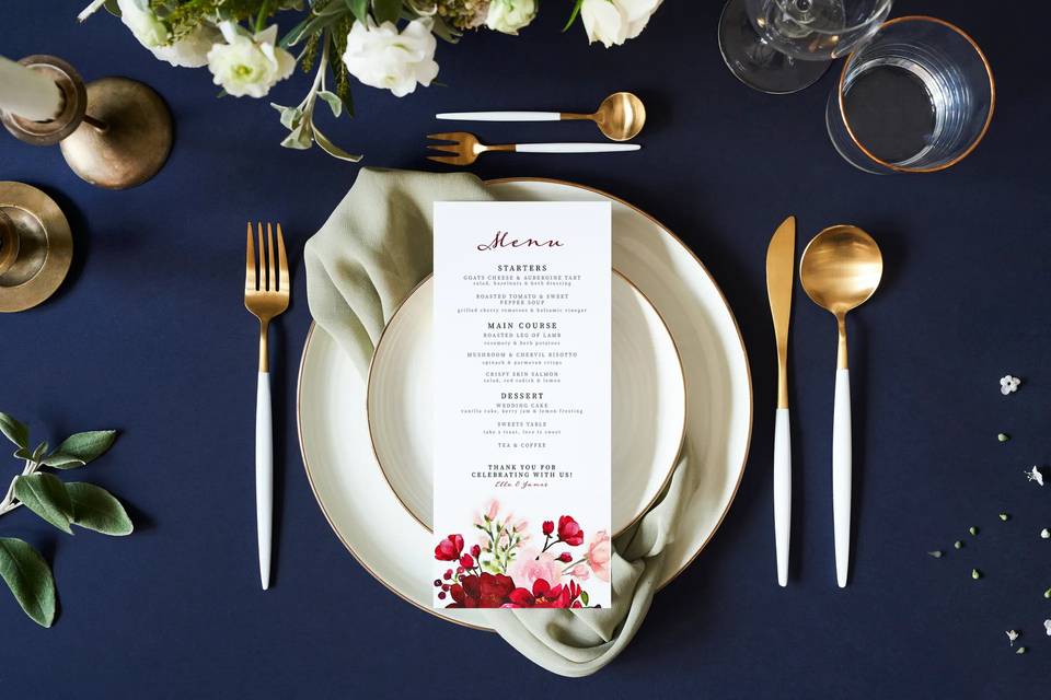 Wedding menu design