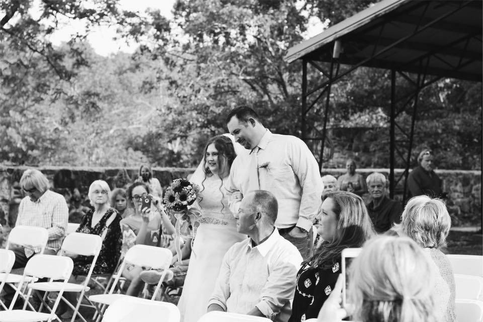 Bride walking with her dad