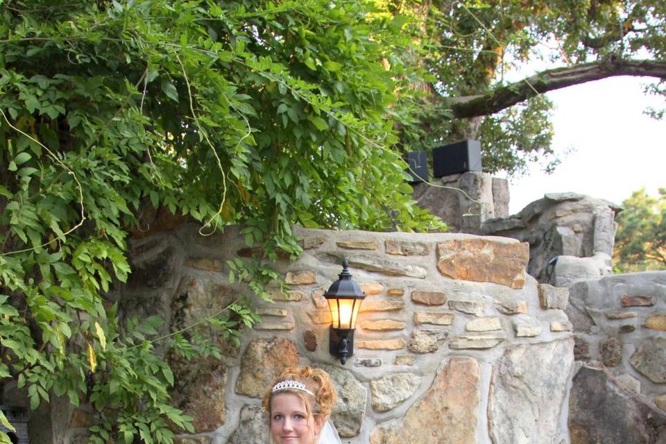 Bride in courtyard