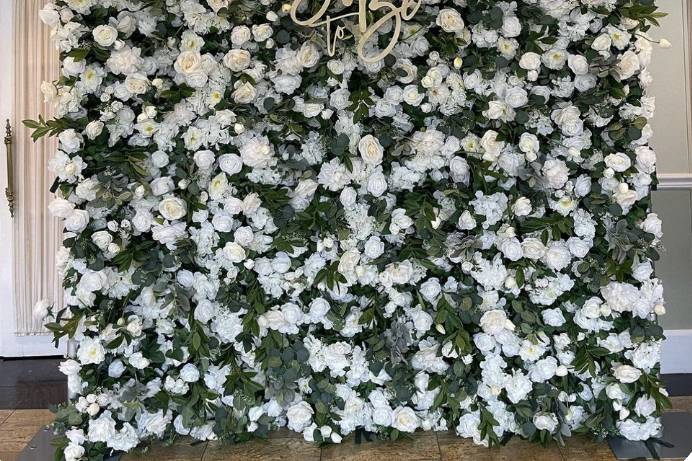 White & Greenery Flower Wall
